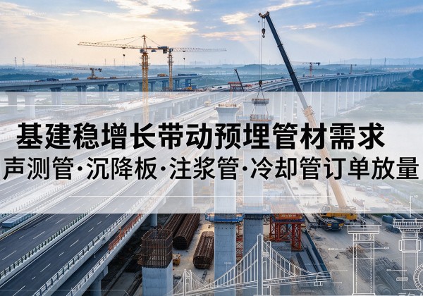 河津基建稳增长带动预埋监测管材需求，声测管、沉降板、注浆管订单持续放量